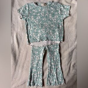 Jessica Simpson Mint Green and White Floral Kids Pajama Set